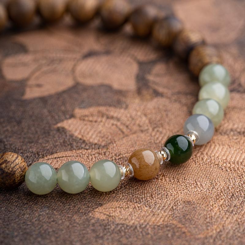 18K Gold & Yingge Green Agarwood Bead Bracelet - Peace & Concentration 【MXX】