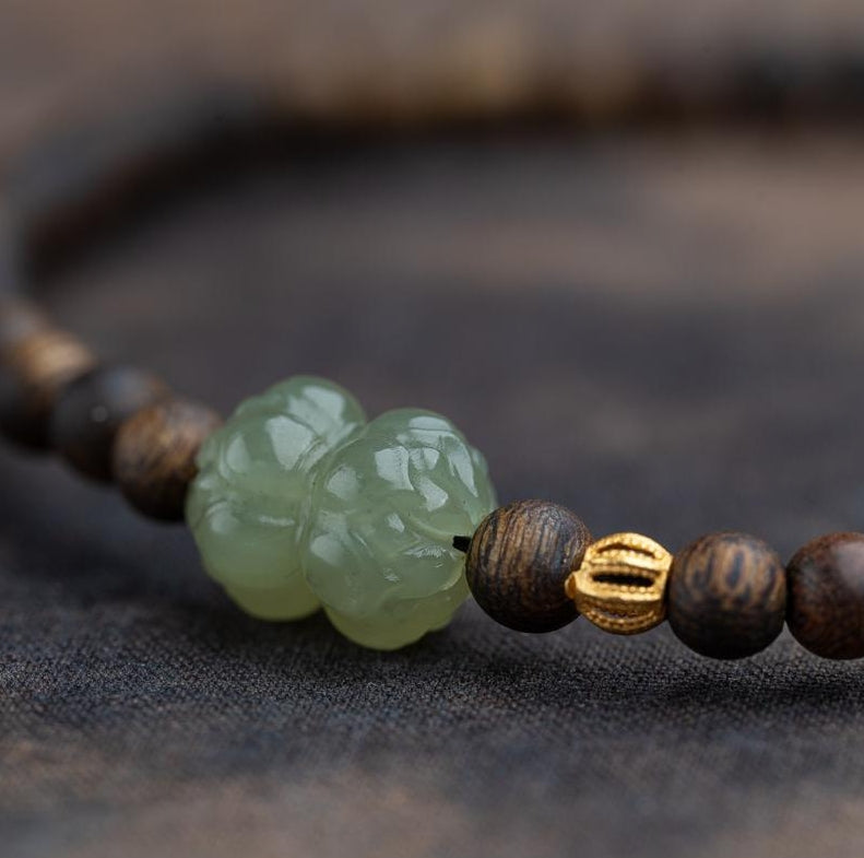 Natural Yingge green Qi Nan agarwood - Elegant Calming Bracelet【MXX】