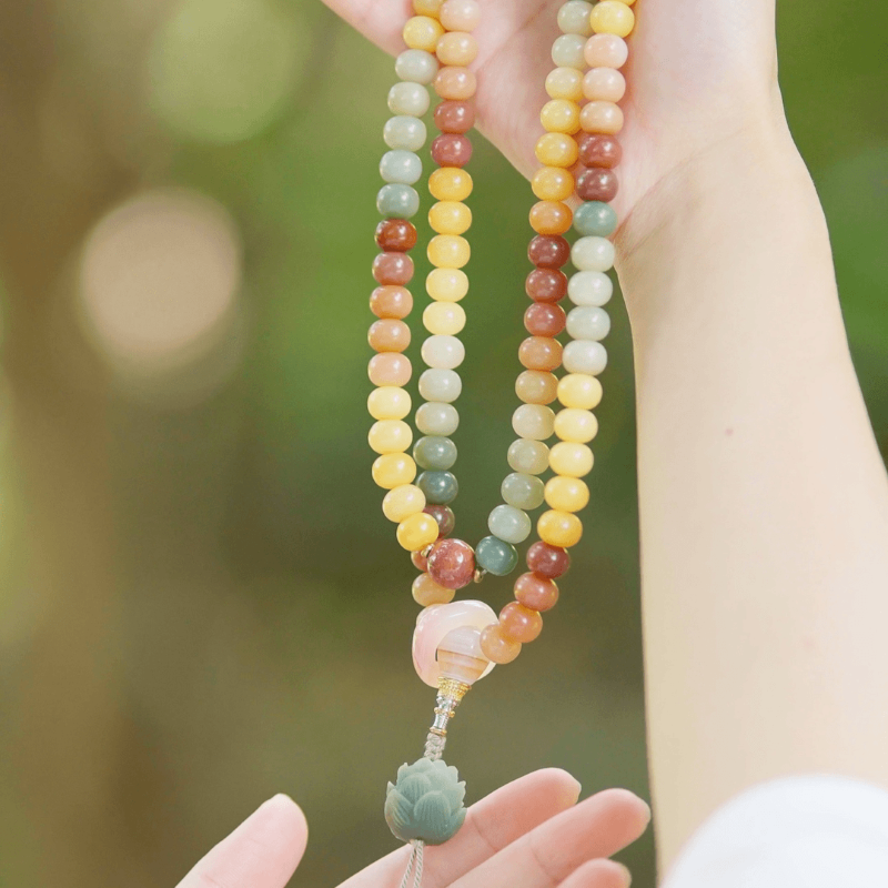 Triple of Moon Bodhi Pink Jelly Beads Handmade Bracelet【QY】