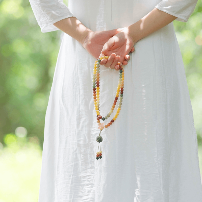 Triple of Moon Bodhi Pink Jelly Beads Handmade Bracelet【QY】