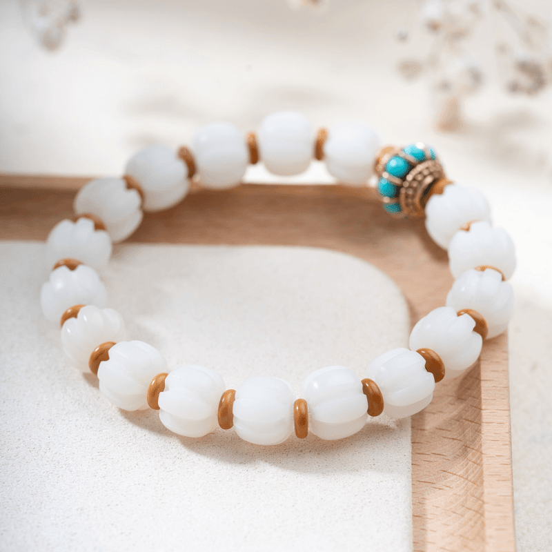 Natural Aged Weathered White Jade Bodhi seeds Bracelet【MXX】