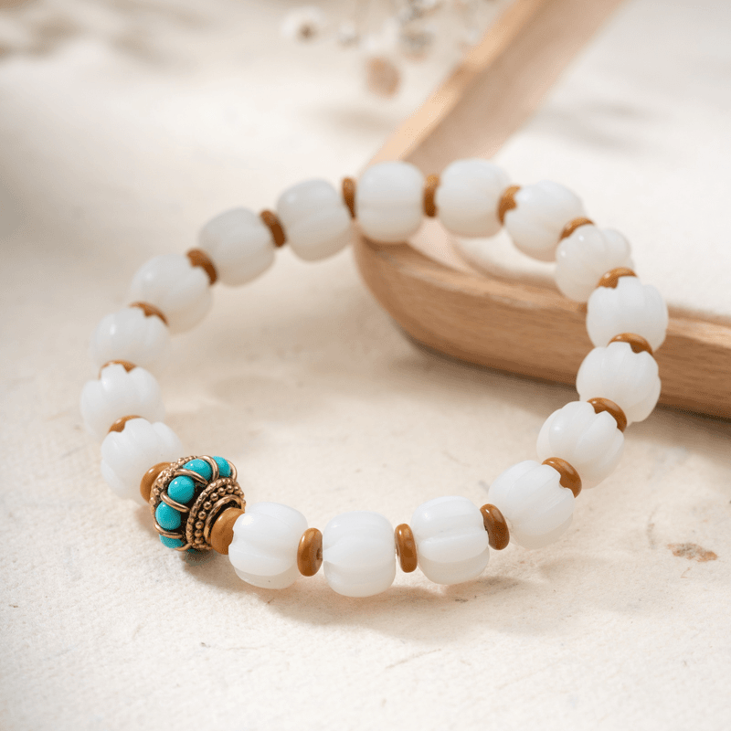 Natural Aged Weathered White Jade Bodhi seeds Bracelet【MXX】