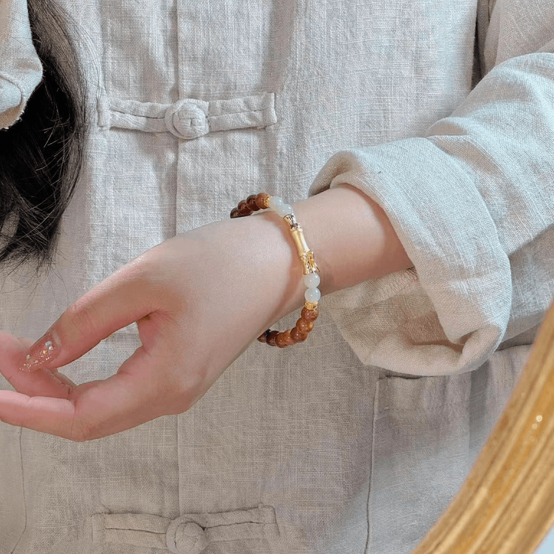 Natural KUKA Bead & White Bodhi Positivity Handmade Bracelet - Positivity & Harmony 【QY】