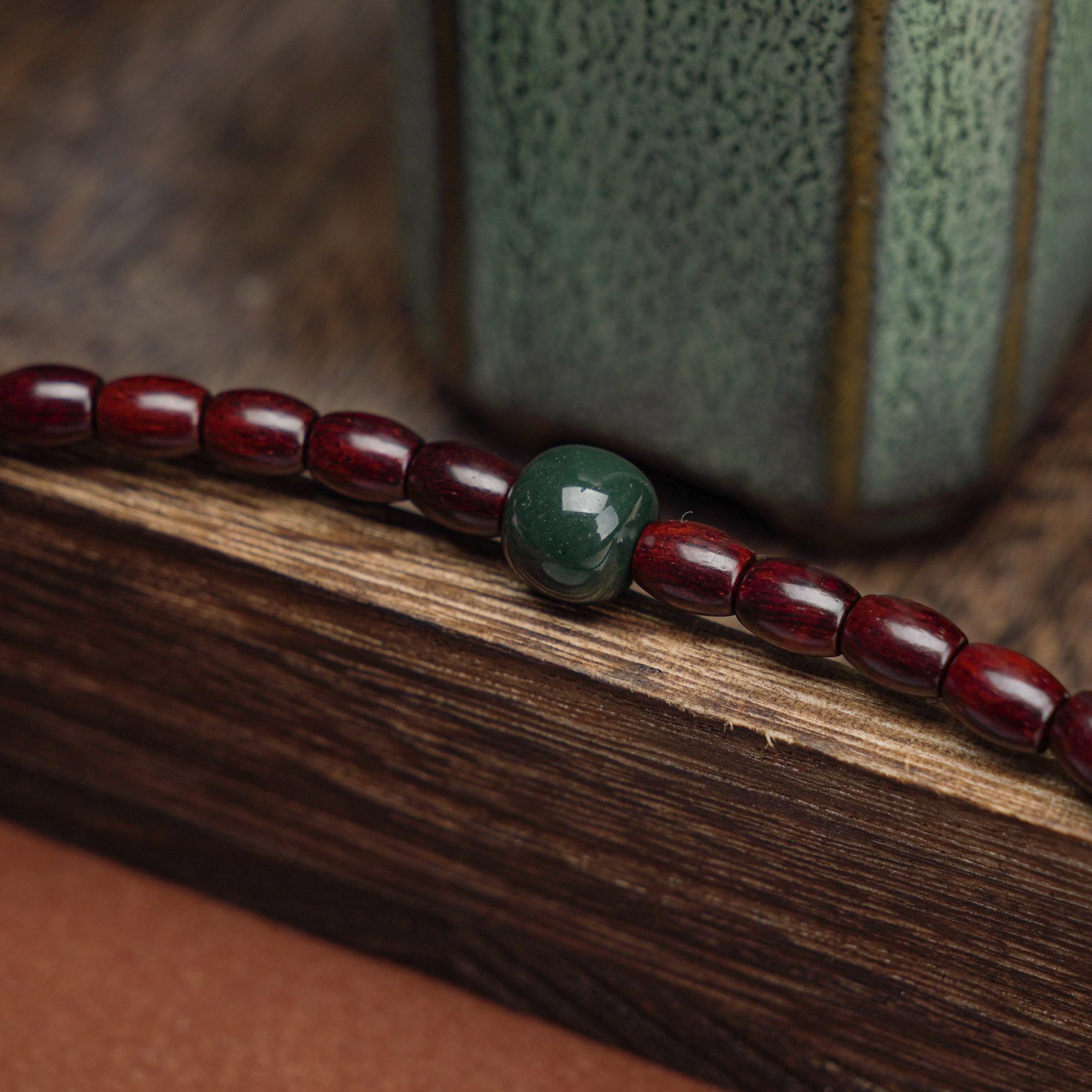 Natural Indian Small Leaf Rosewood double ring bracelet - Power & Prosperity【MXX】