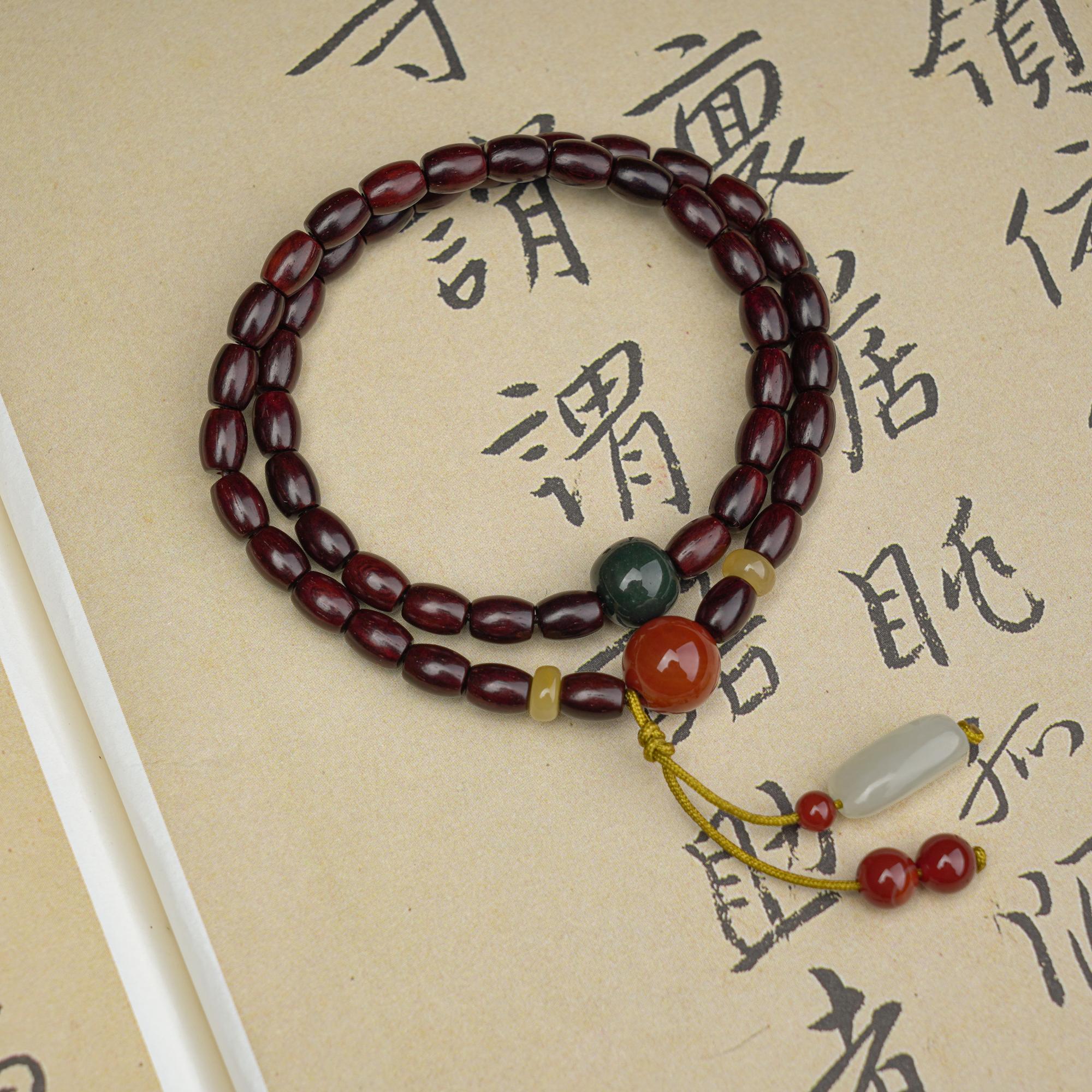 Natural Indian Small Leaf Rosewood double ring bracelet - Power & Prosperity【MXX】