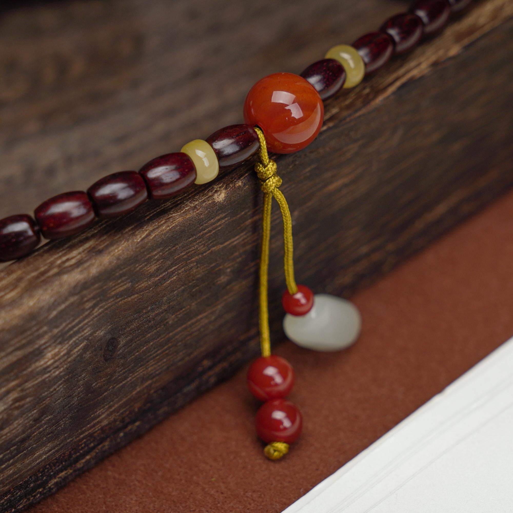 Natural Indian Small Leaf Rosewood double ring bracelet - Power & Prosperity【MXX】