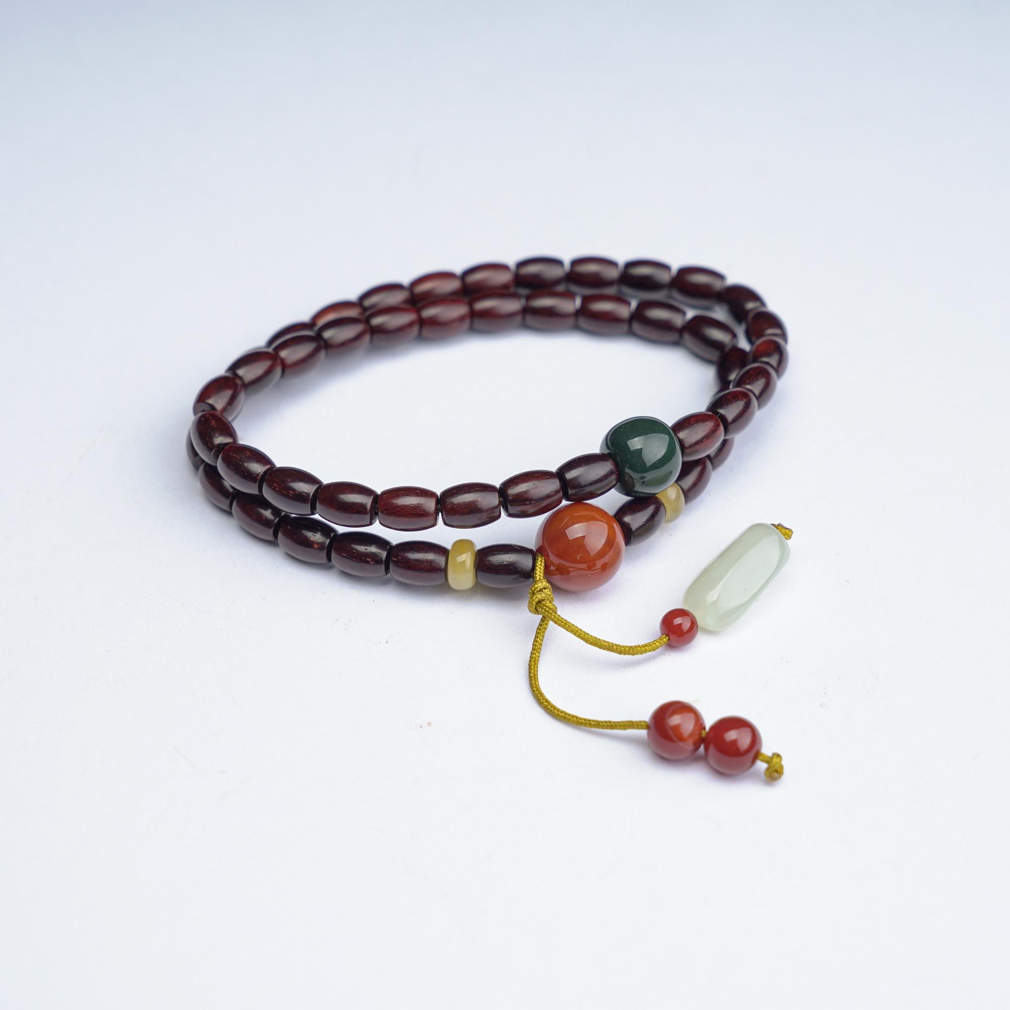 Natural Indian Small Leaf Rosewood double ring bracelet - Power & Prosperity【MXX】