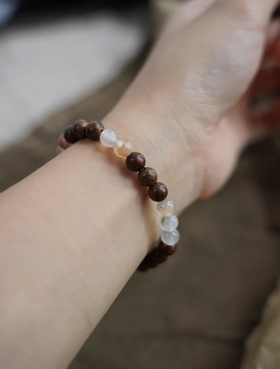 Red grass flower agate & Sandalwood Bracelet - Confidence & Courage【HYQ】