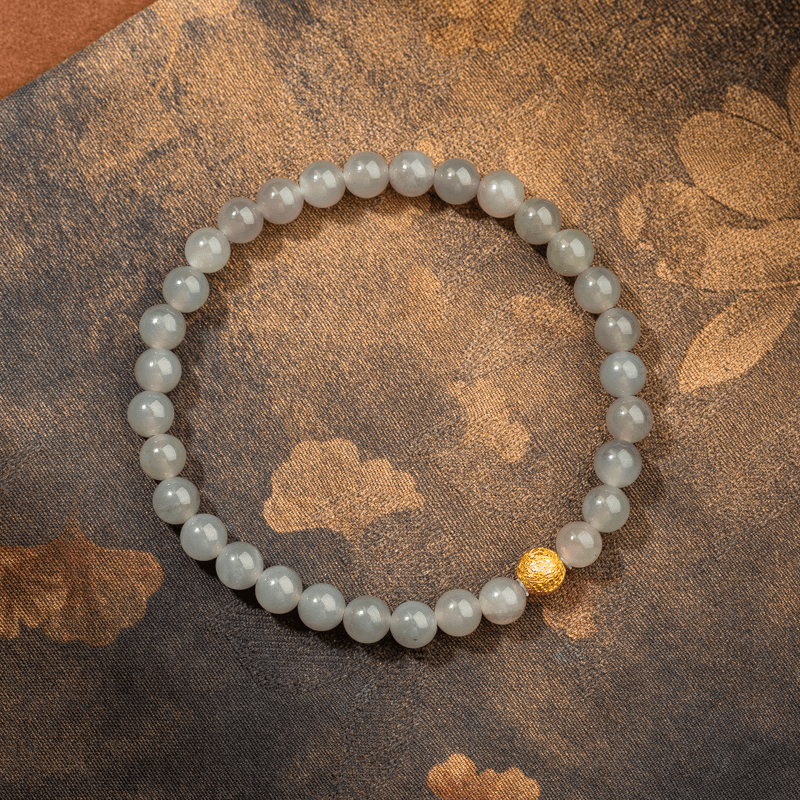 Handmade Natural Hetian Jade Smoke Purple Jade Prosperity Bracelet【MXX】