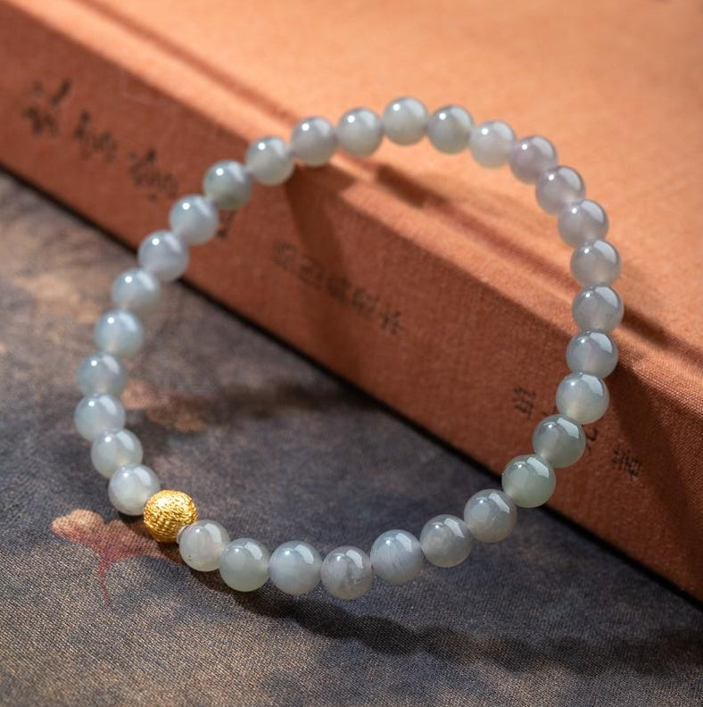 Handmade Natural Hetian Jade Smoke Purple Jade Prosperity Bracelet【MXX】