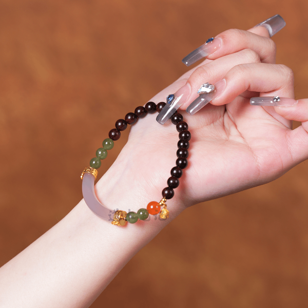 Indian Small Leaf Red Sandalwood & Hetian Jade Handmade Bracelet- Abundance & Protection【DM】